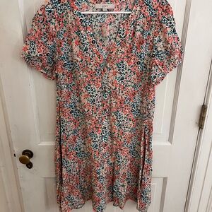 LOFT Floral Mini Dress - Pink and Green